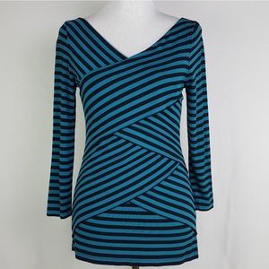 Vince Camuto Striped Layered V-neck Blouse